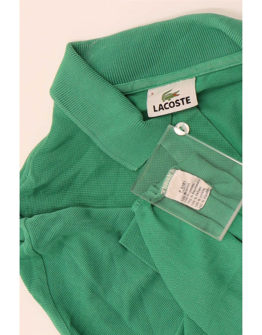 Polo Lacoste para hombre talla 3 pequeño algodón verde