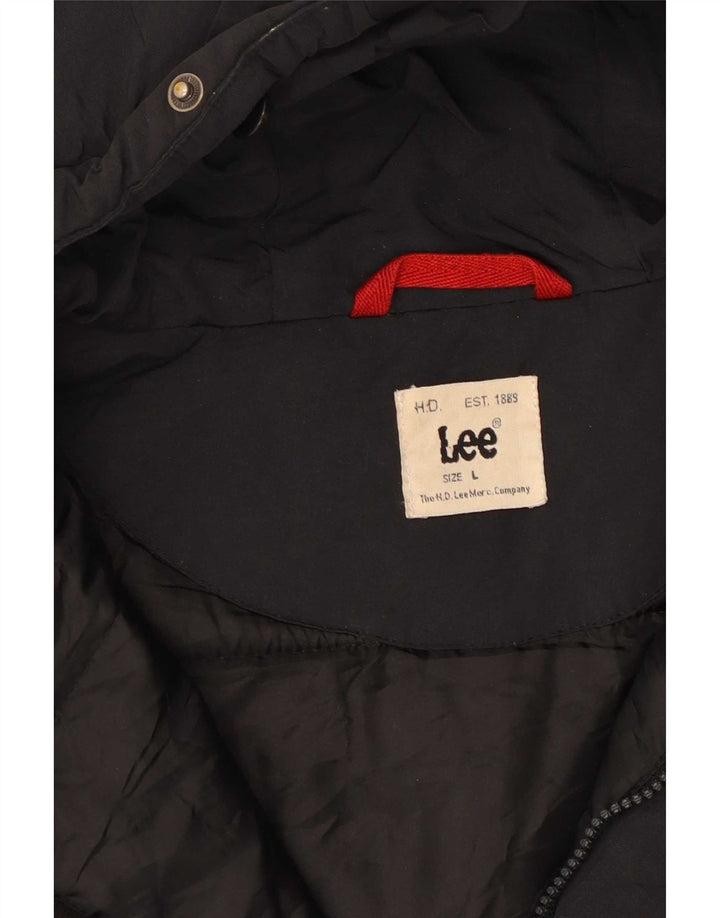 Lee Chaqueta acolchada con capucha para hombre UK 40 Large Poliéster negro