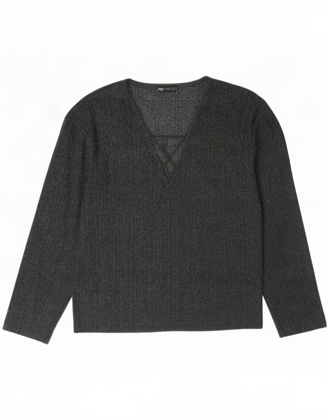 Zara Mujer Top Extragrande Manga Larga UK 10 Small Gris