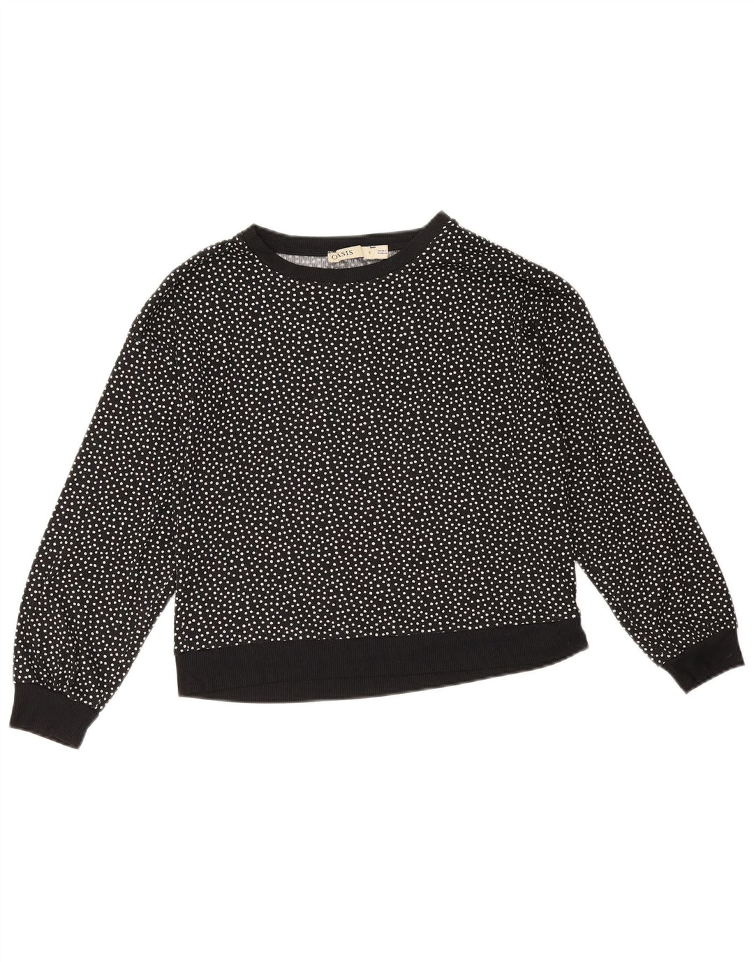 Oasis Mujer Crop Oversize Sudadera Jumper UK 10 Small Black Polka Dot