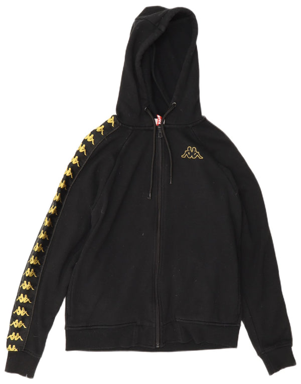 Kappa Suéter con capucha y cremallera extragrande gráfico para mujer UK 6 XS Algodón negro