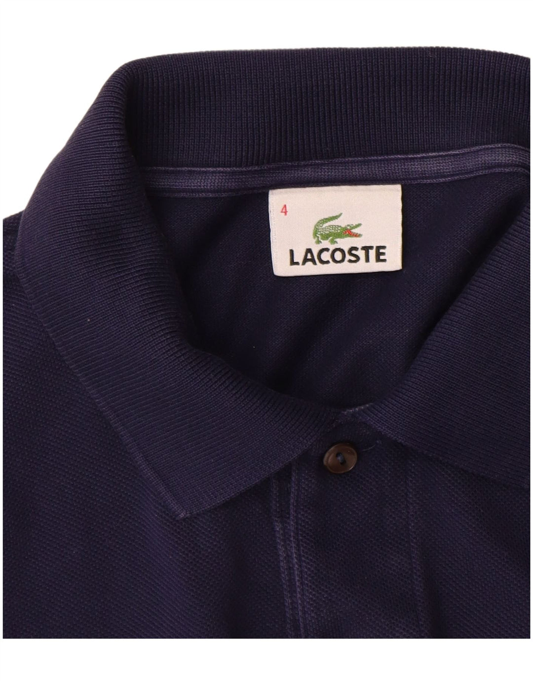 LACOSTE Polo de manga larga para hombre talla 4 mediano algodón azul marino