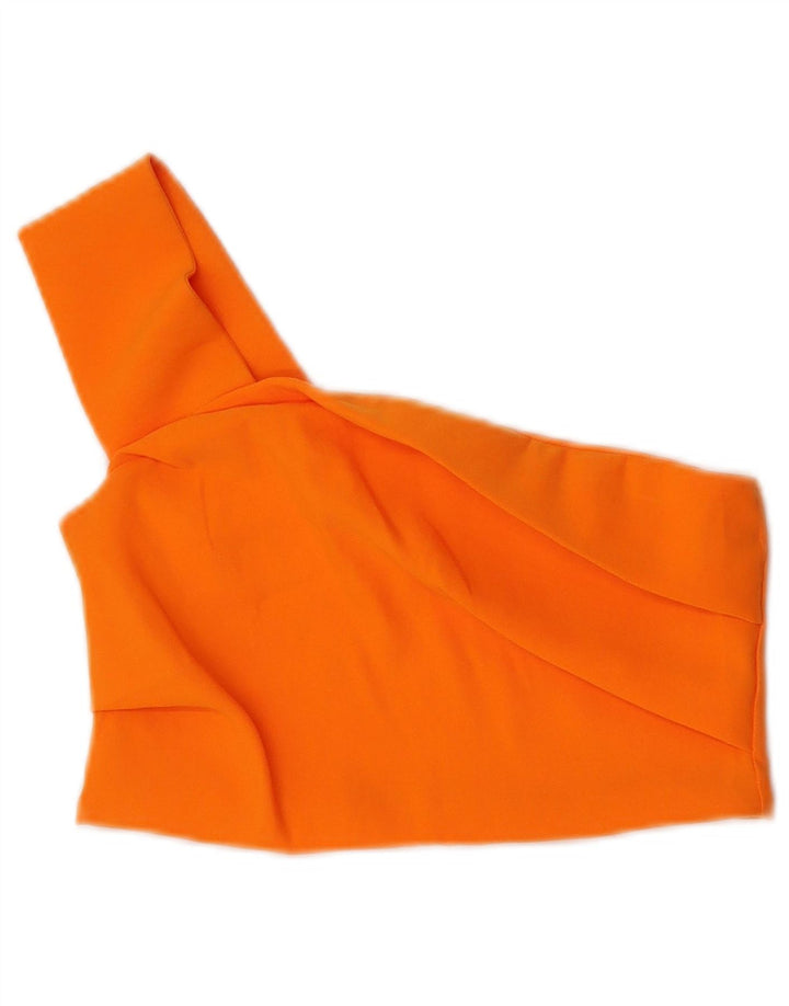 Zara Top corto con un hombro para mujer UK 40 Poliéster naranja medio