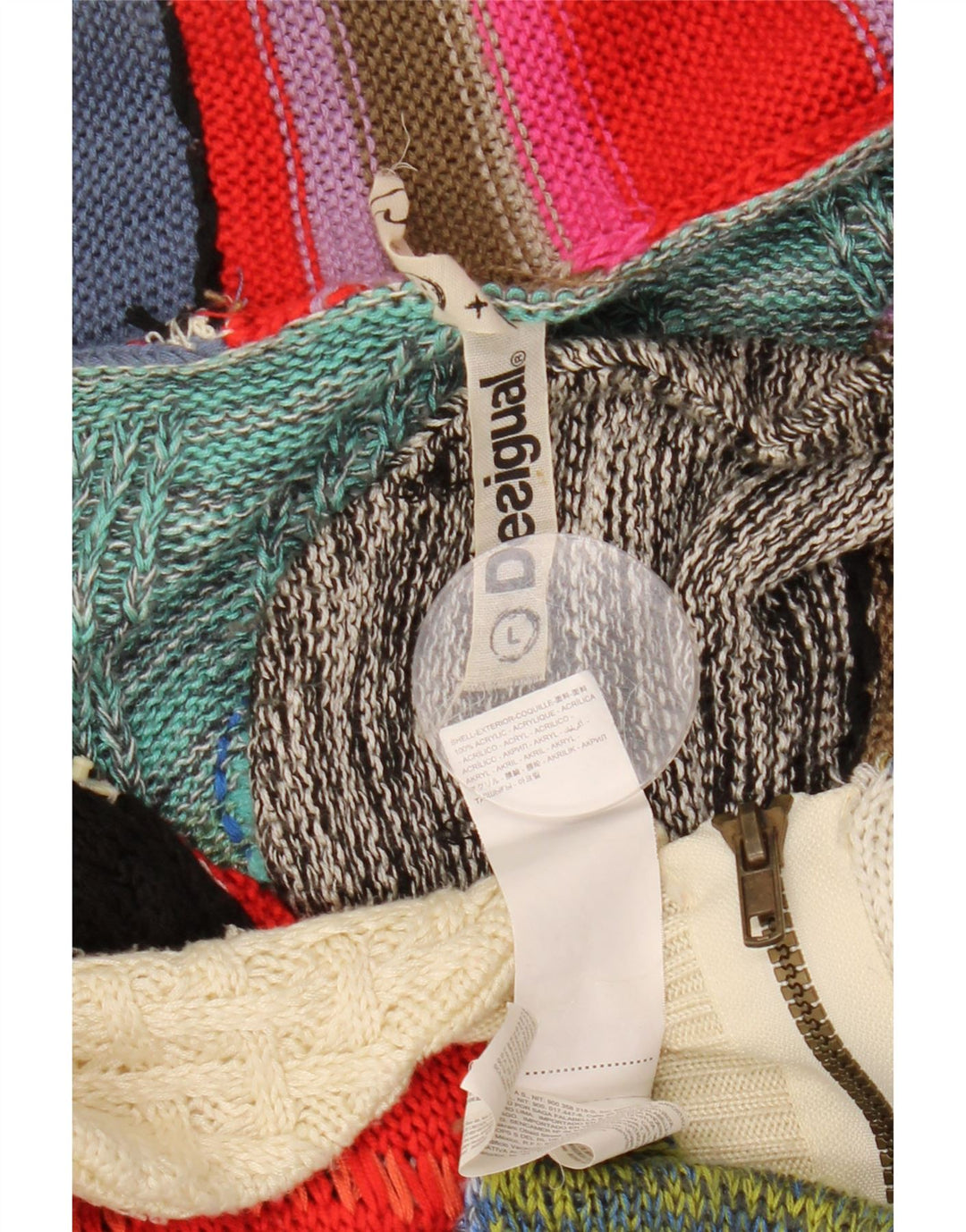 DESIGUAL Suéter Cárdigan para Mujer UK 16 Large Multicolor Patchwork