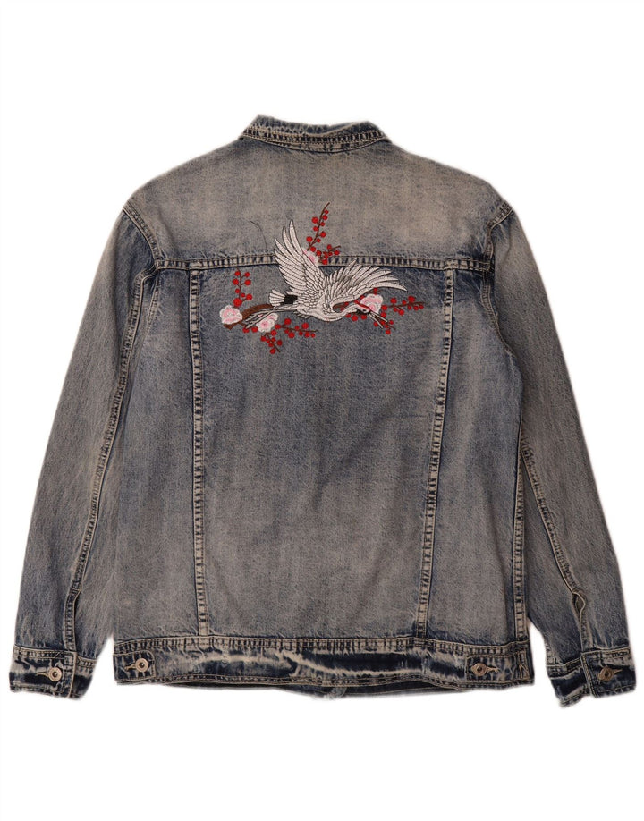 Place du Jour Chaqueta vaquera estampada para mujer EU 36 Small Azul Algodón