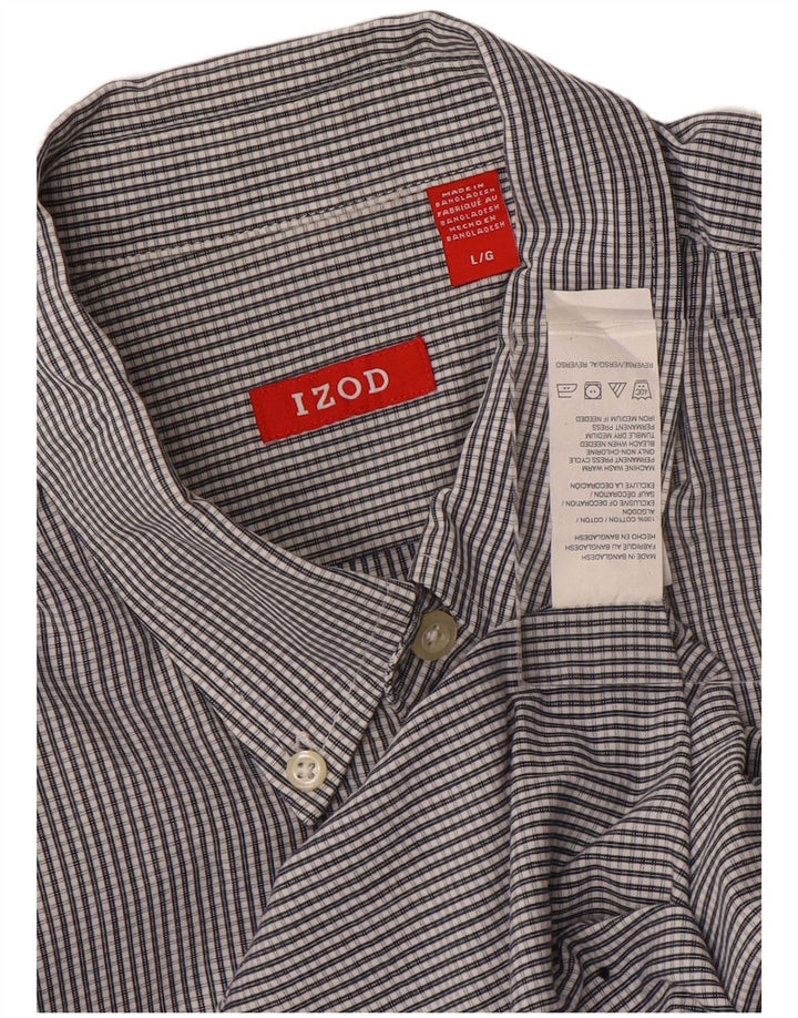 IZOD Camisa para hombre grande de algodón a cuadros gris