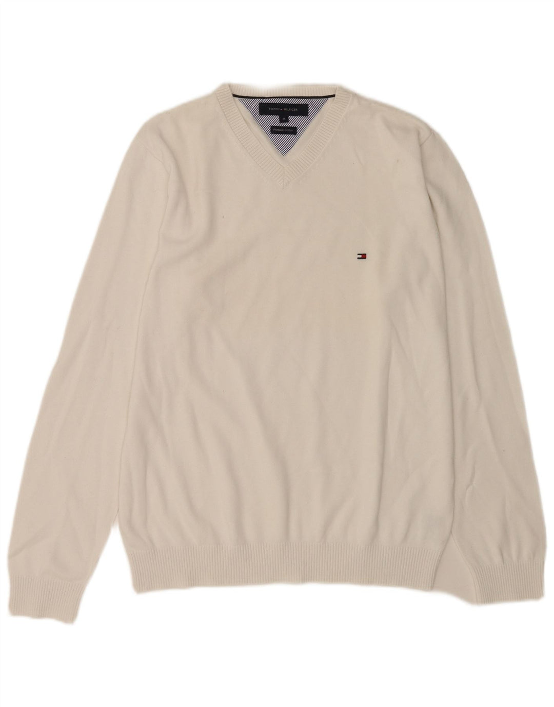 Tommy Hilfiger Jersey con Cuello en V para Hombre de algodón Blanco Mediano