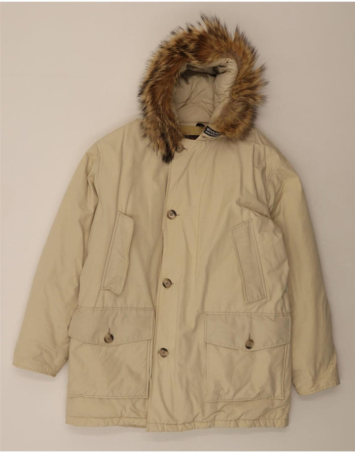 Woolrich Chaqueta acolchada con capucha para hombre UK 42 XL Algodón beige