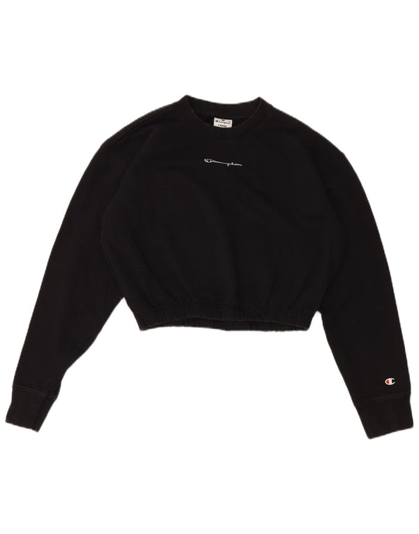 Champion Sudadera Corta Gráfica para Mujer Jersey UK 46 Grande Negro