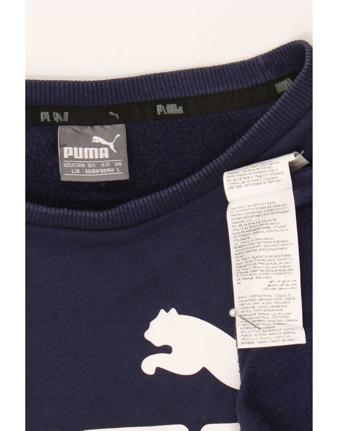 Puma Mens Graphic Sudadera Jumper Grande Azul Marino Algodón