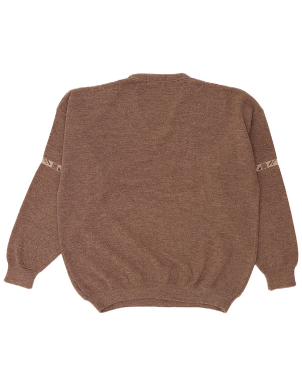 Peter Gribby Jersey con cuello en V para hombre XL Marrón Geométrico Acrílico