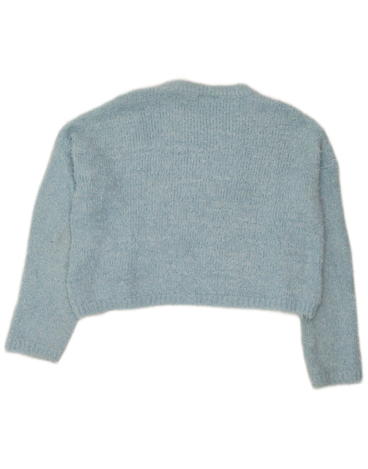 Topshop Suéter corto con cuello redondo para mujer UK 40 Poliéster azul medio