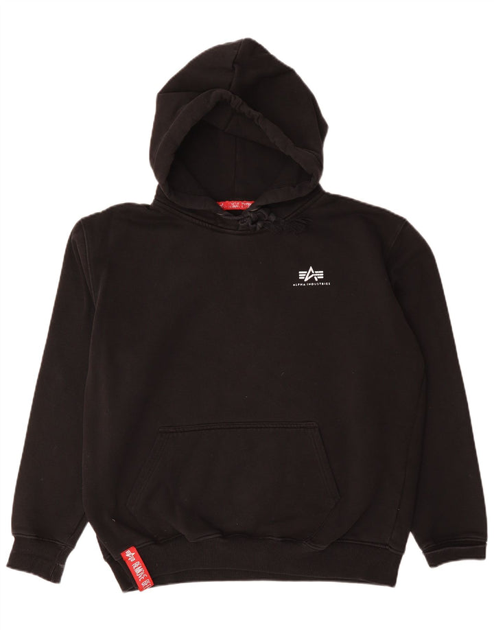 Alpha Industries - Sudadera con capucha para hombre, talla grande, algodón negro