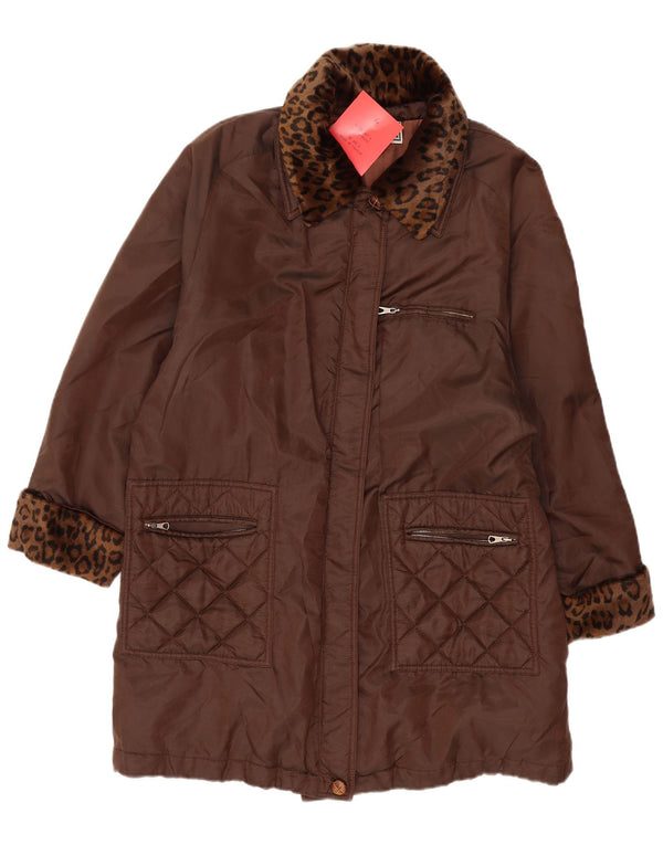 Luisa Spagnoli Womens Oversized Overcoat UK 14 Medium Brown Animal Print