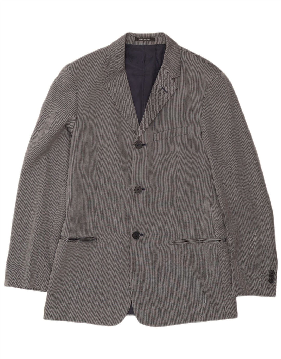 Emporio Armani Chaqueta tipo blazer de 3 botones para hombre IT 48 Small Lana a cuadros azul marino