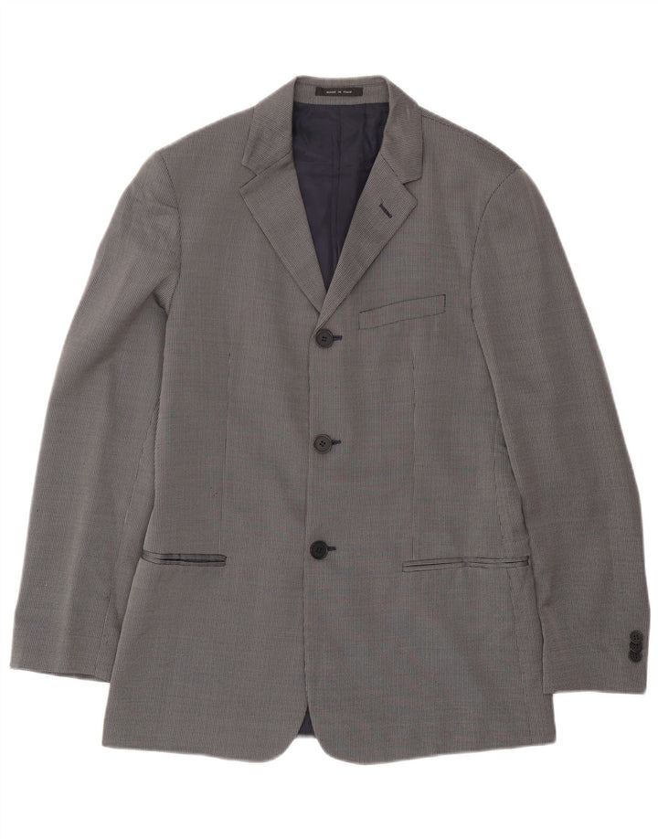 Emporio Armani Chaqueta tipo blazer de 3 botones para hombre IT 48 Small Lana a cuadros azul marino