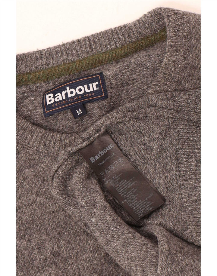 Jersey Barbour Hombre Con Cuello Redondo De Lana Moteada Gris Medio