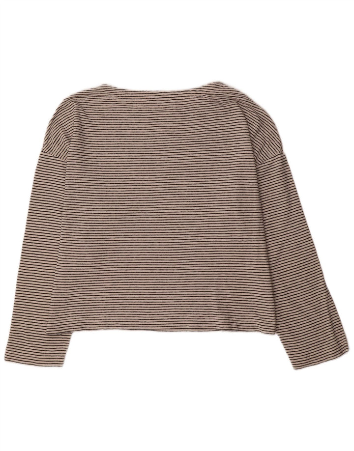 All Saints Top corto para mujer de manga larga UK 44 Mediano Off White Rayas