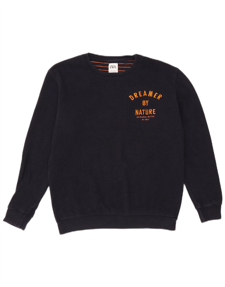 Zara Hombre Sudadera Jumper Medium Azul Marino
