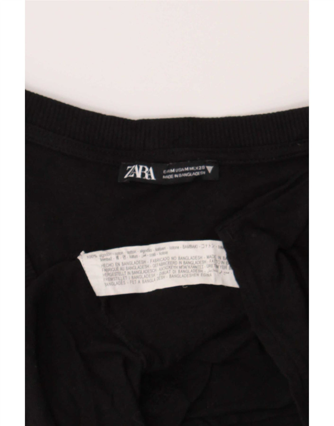 Zara Mujer Camiseta Top UK 44 Mediano Negro Algodón