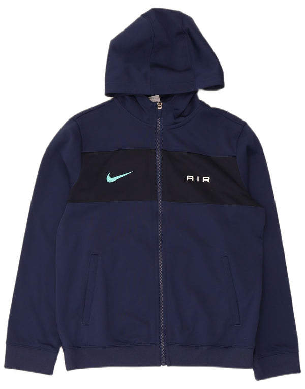 Nike Sudadera con capucha y cremallera Dri Fit para niños 13-14 años XL Azul marino Colorblock