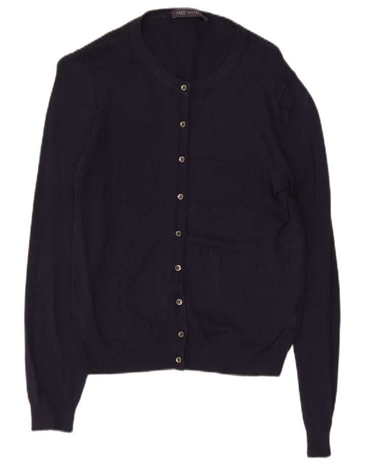 Marks & Spencer Suéter tipo cárdigan para mujer UK 8 Small Viscosa azul marino