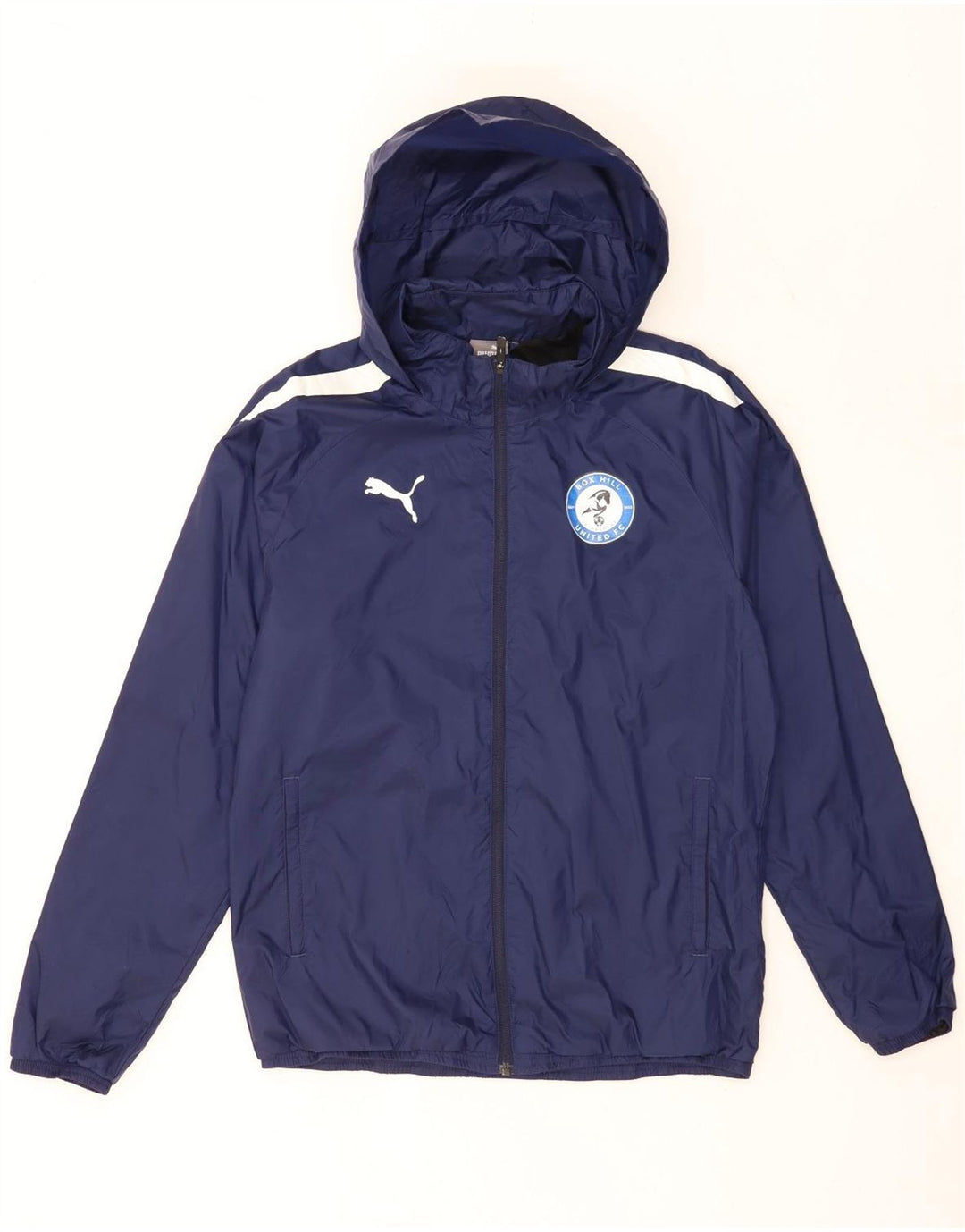 Puma Chaqueta impermeable con capucha para hombre UK 38 Medium Azul marino Colorblock Nylon