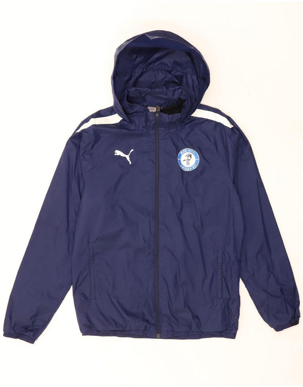 Puma Chaqueta impermeable con capucha para hombre UK 38 Medium Azul marino Colorblock Nylon