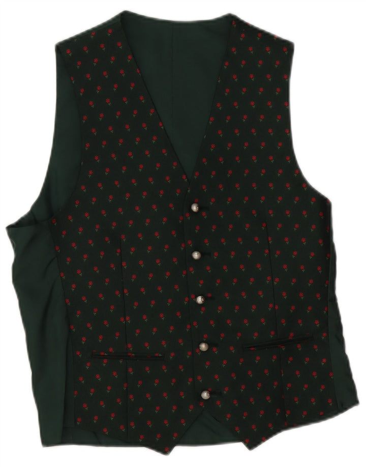 Chaleco vintage para hombre IT 46 Poliéster floral verde pequeño