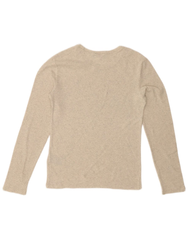 POLO RALPH LAUREN Camiseta de mujer de manga larga UK 14 Algodón moteado gris grande