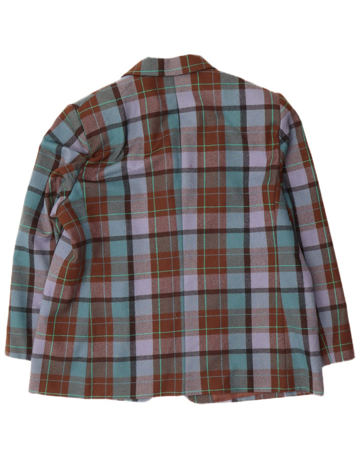 oltre Chaqueta Blazer de 2 Botones para Mujer UK 22 3XL Lana a Cuadros marrón