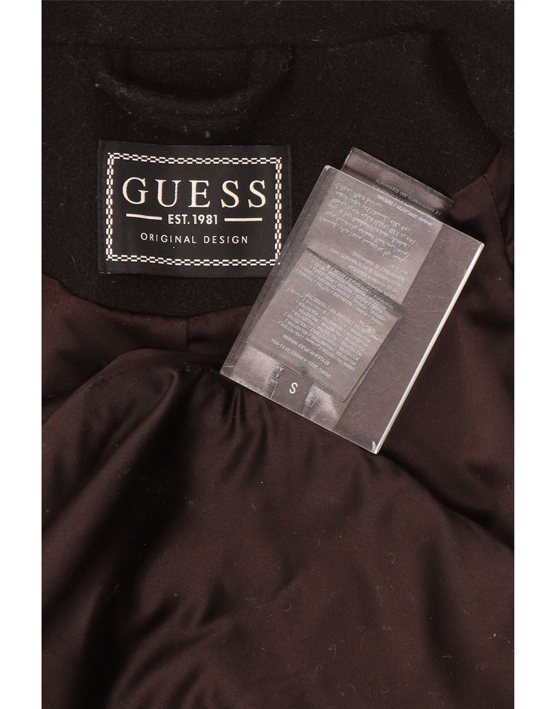 Guess Abrigo extragrande con doble botonadura para mujer UK 10 Small Poliéster negro