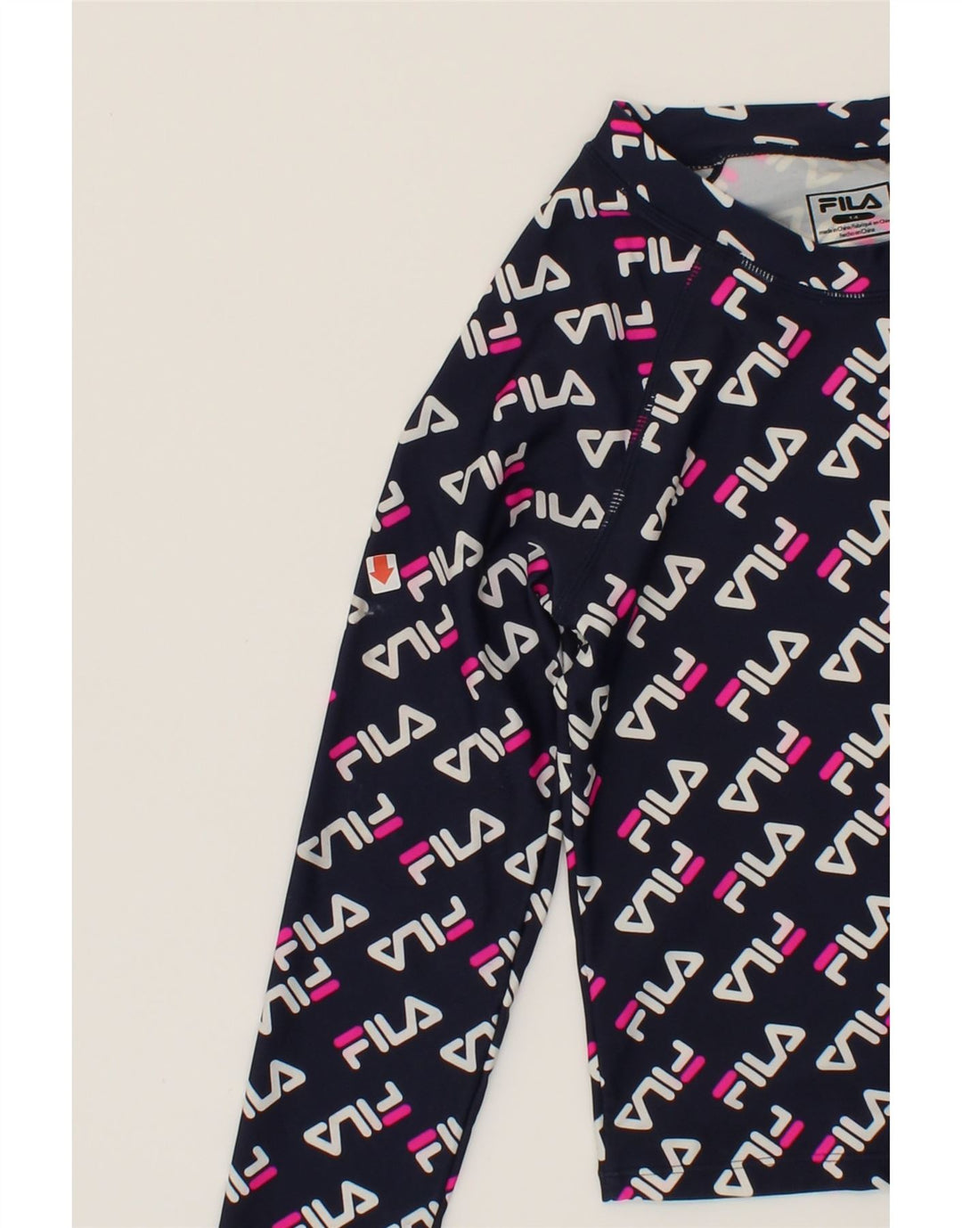 FILA Girls Graphic Top Long Sleeve 13-14 Years Navy Blue Polyester Vintage Fila and Second-Hand Fila from Messina Hembry 
