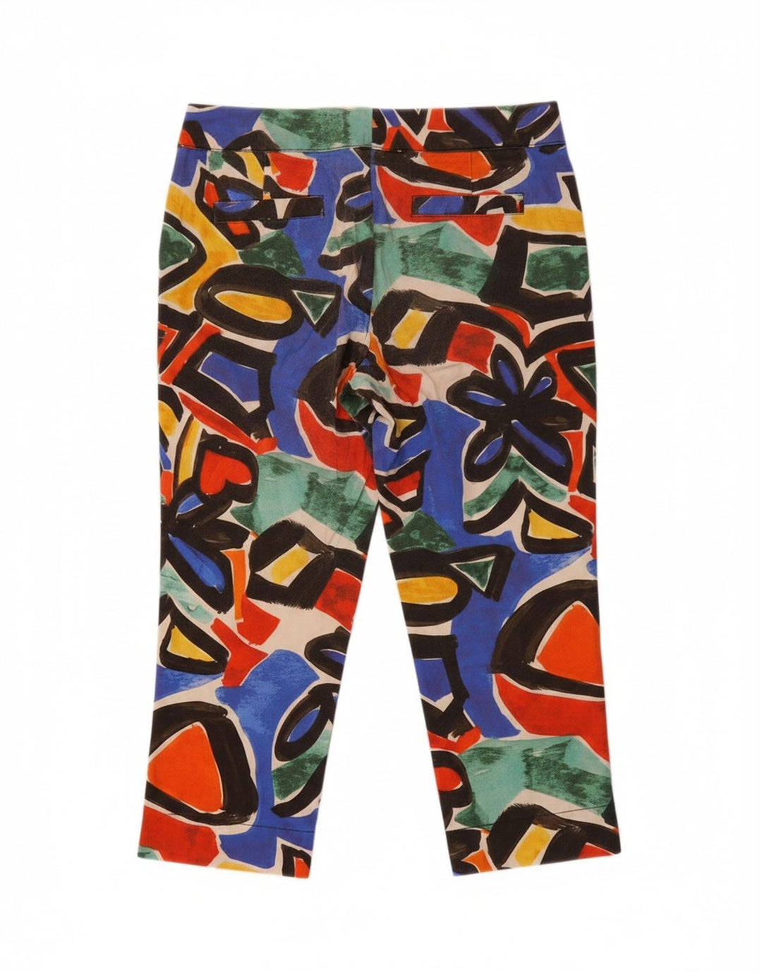 VINTAGE Womens Abstract Pattern Capri Trousers IT 44 Medium W28 L19 Red