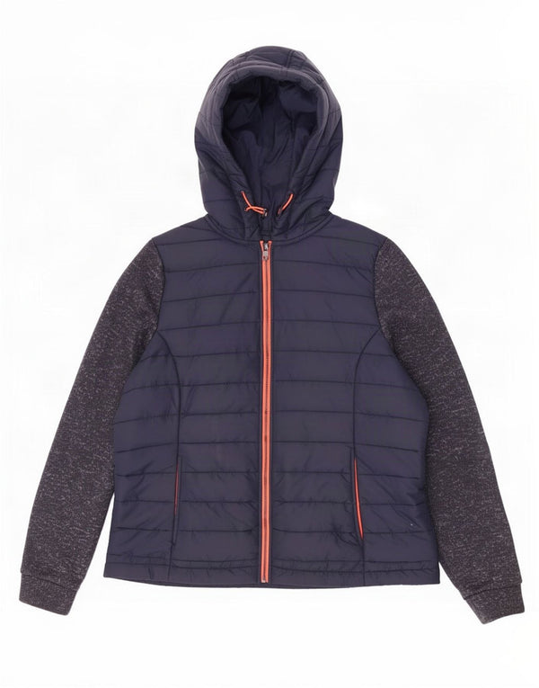 Superdry Mujer Chaqueta Acolchada Con Capucha ES 40 XL Nylon Azul Marino Colorblock