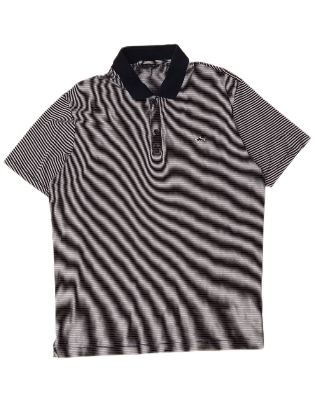 PAUL & SHARK Polo para hombre grande de algodón a rayas azul marino