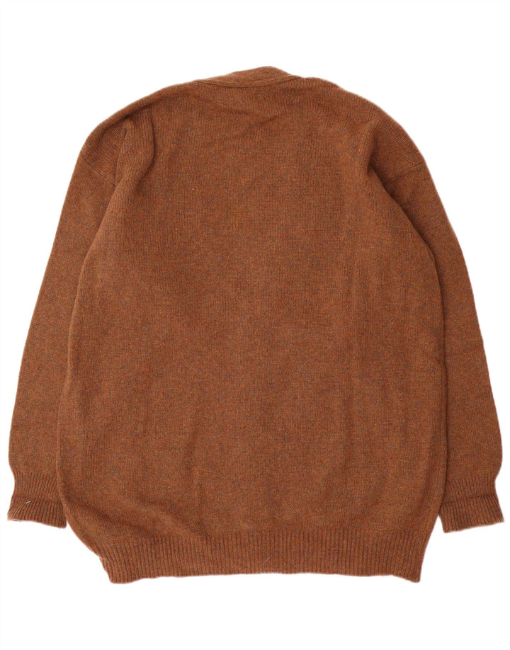 Vintage Hombres Cardigan Suéter XL Marrón