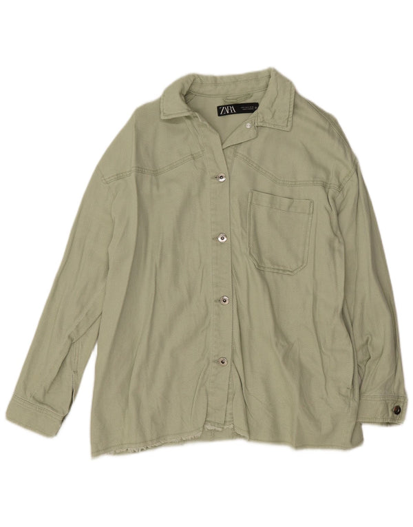 Zara Mujer Chaqueta Bomber Extragrande UK 10 Small Algodón Verde