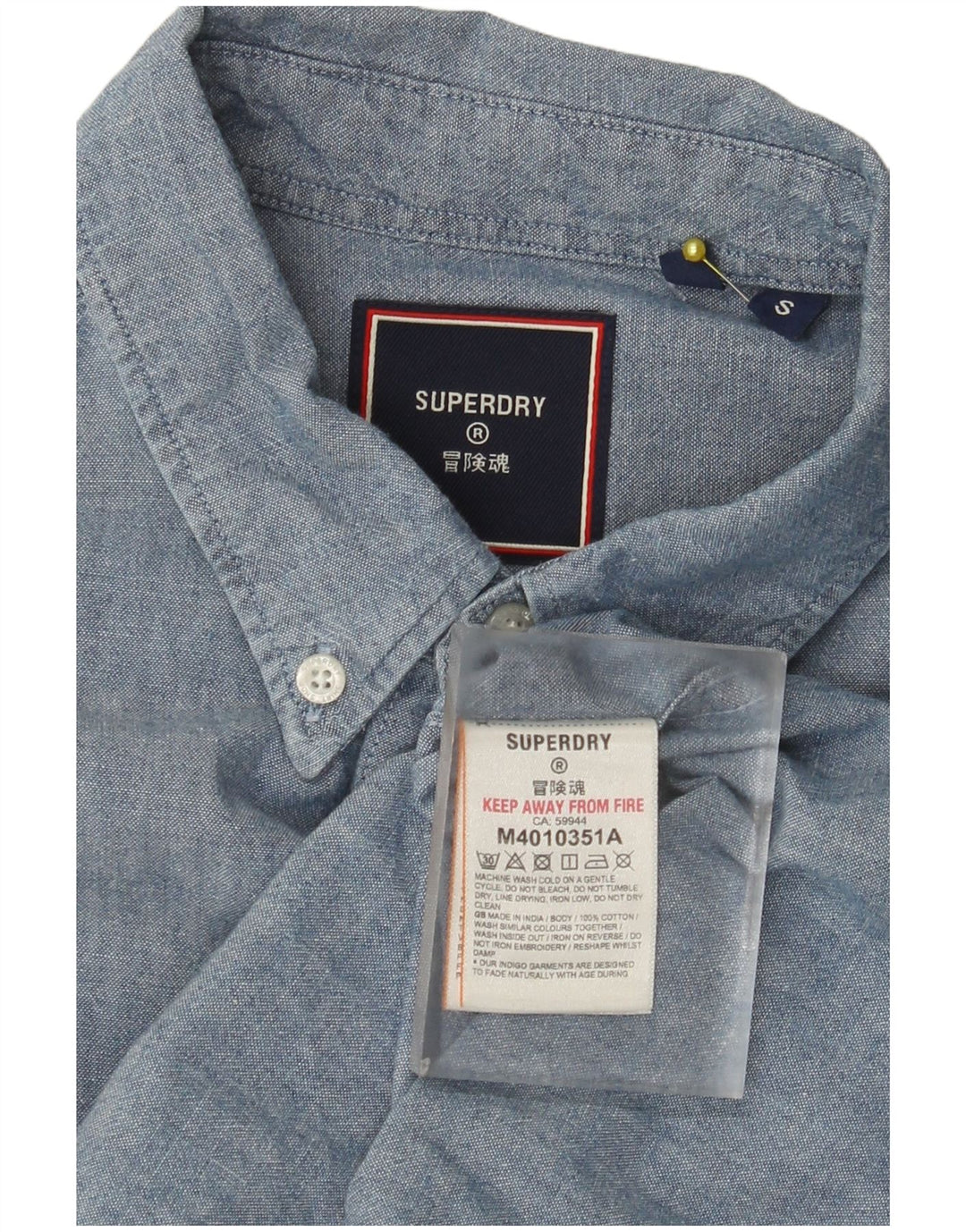 Superdry Camisa De Manga Corta Para Hombre De Algodón Azul Pequeño