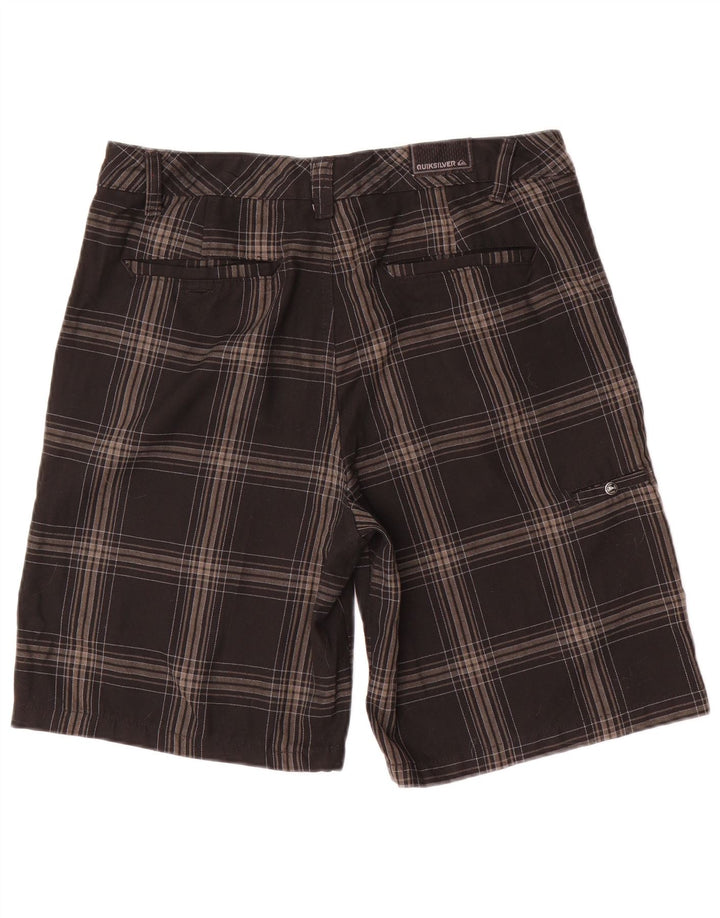 Pantalones cortos chinos Quiksilver para hombre W34 Poliéster a cuadros negros grandes