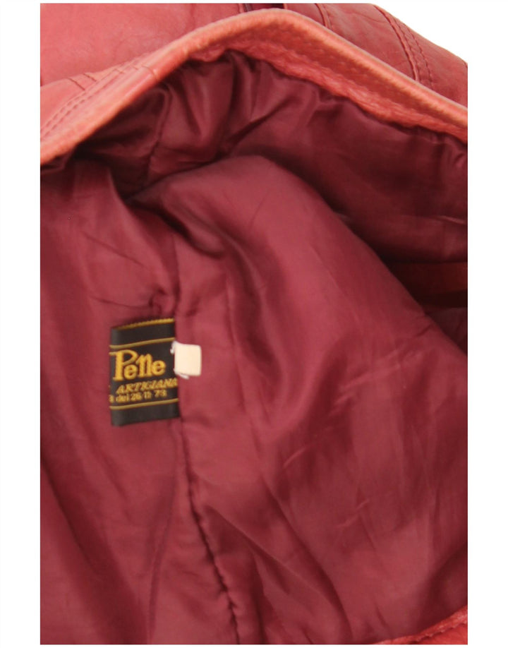 Vintage mujer crop cuero chaqueta Reino Unido 12 cuero rojo medio