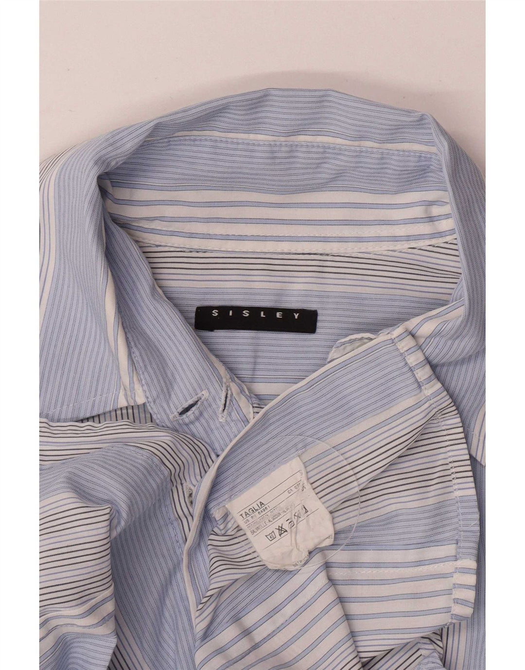 Sisley Camisa para mujer UK 10 Small Algodón a rayas azules