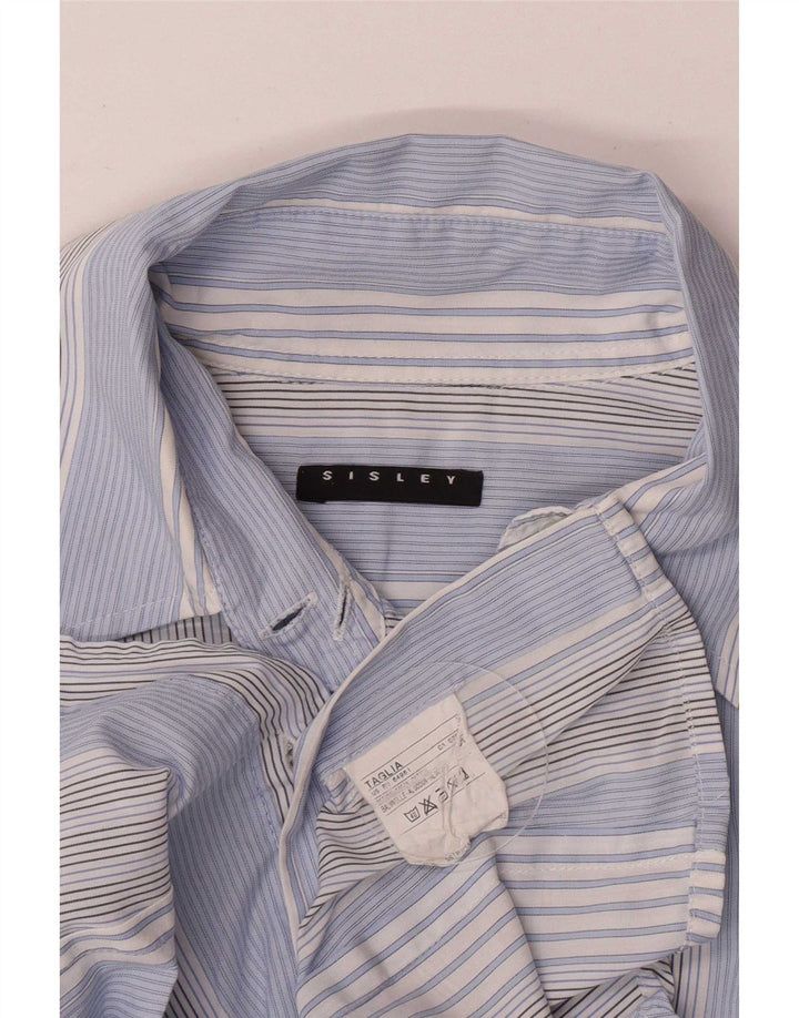 Sisley Camisa para mujer UK 10 Small Algodón a rayas azules