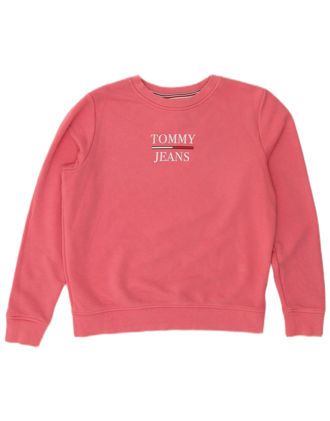 TOMMY HILFIGER Womens Oversized Graphic Sweatshirt Jumper UK 10 Small Pink
