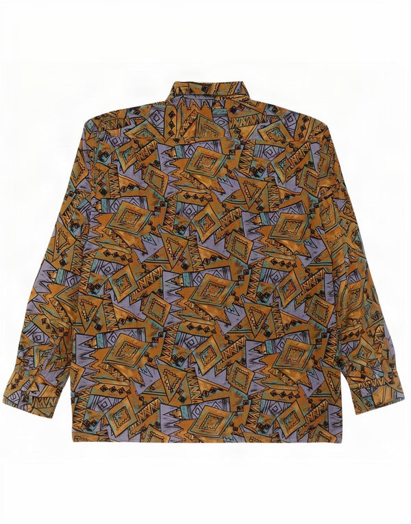 Camisa vintage de pana para hombre XL Geométrica multicolor