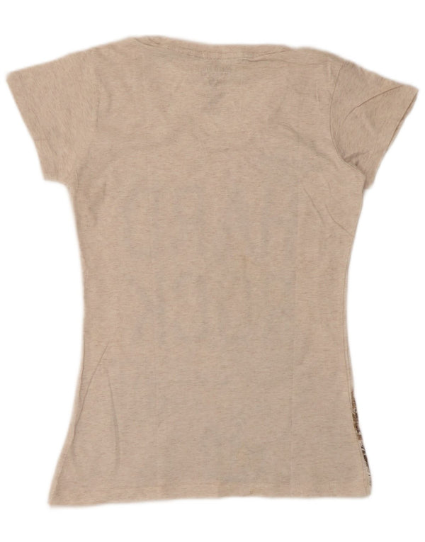 Hard Rock Cafe Mujer Madrid Graphic Camiseta Top UK 40 Medium Beige Moteado