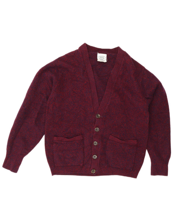 Laura Ashley - Cárdigan para hombre de lana moteada de color burdeos pequeño