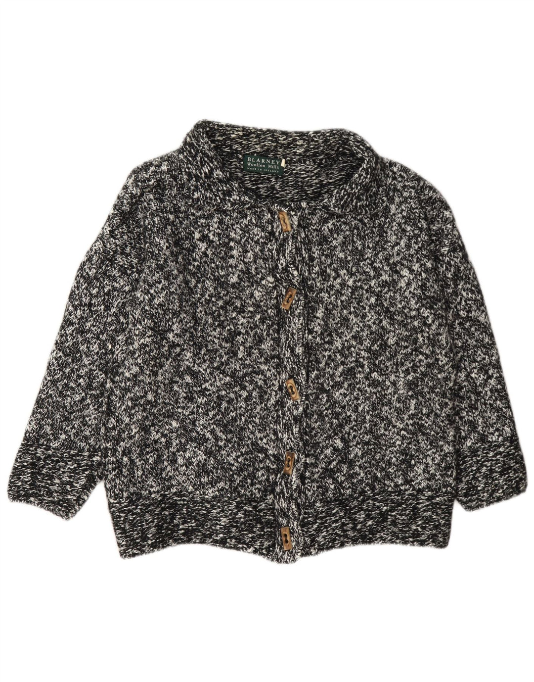 Blarney - Cárdigan para mujer, talla 40, talla grande, lana moteada negra