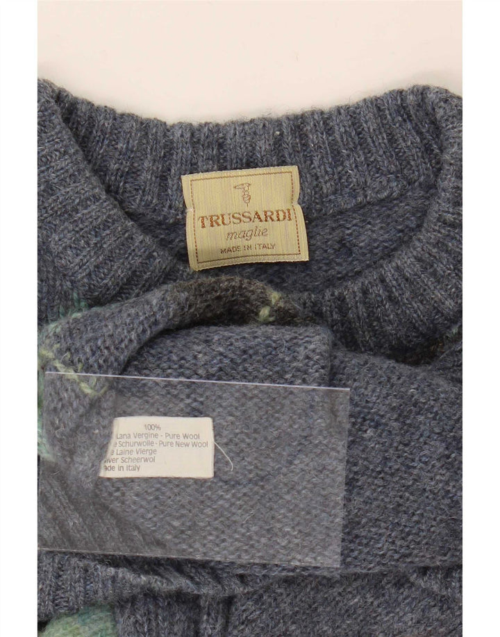 Jersey De Cuello Redondo Hombre Trussardi Azul Medio Argyle/Lana Diamante