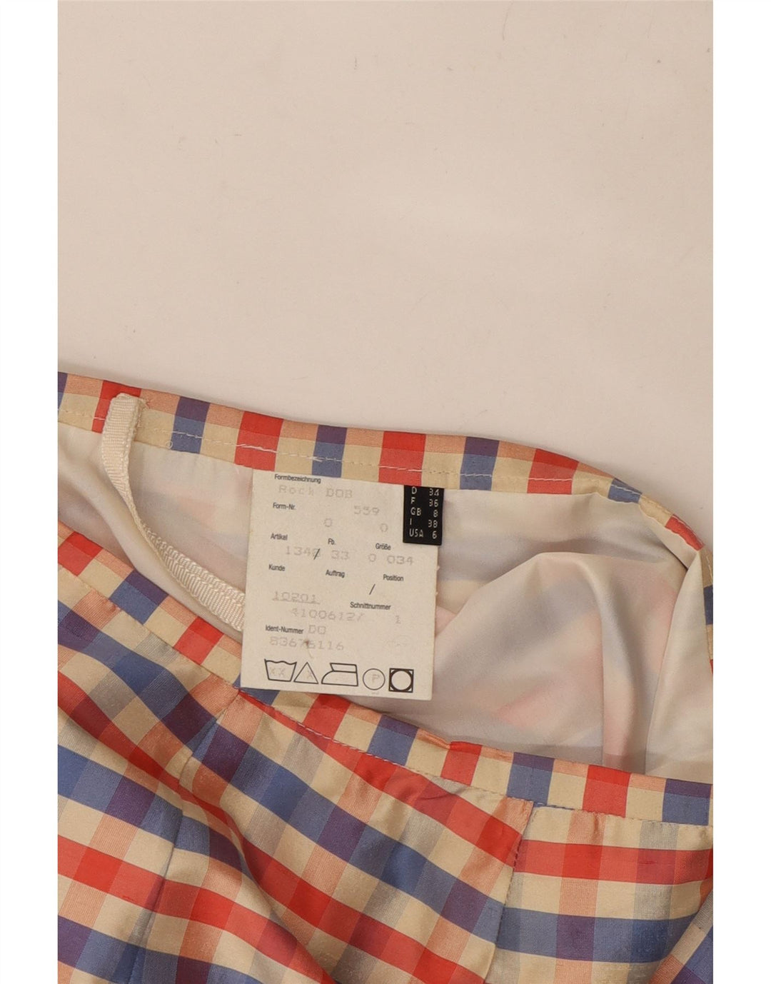 VINTAGE Falda lápiz para mujer Reino Unido 8 Pequeño W26 Seda de cuadros multicolor